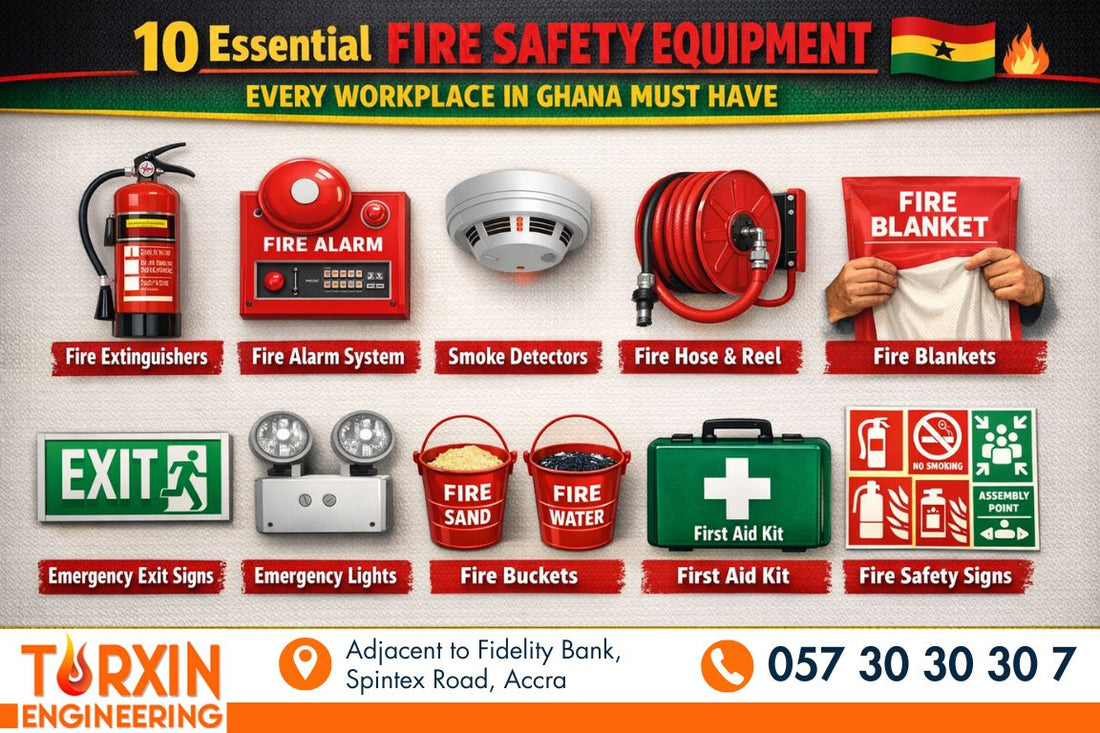 10 Essential Fire Safety Equipment Every Workplace in Ghana Must Have
