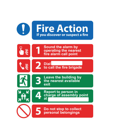 Fire Action Chart Safety Sign Tema Accra Ghana